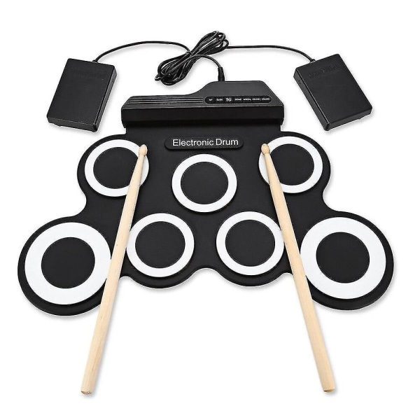 Silicon Drum Set Digital Electronic Roll Up Drum Kit Compact Size Usb 7 Drum Pads