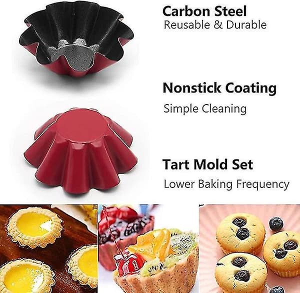 10 Pak Tartforme, Mini Karbonstål Kage Muffinform