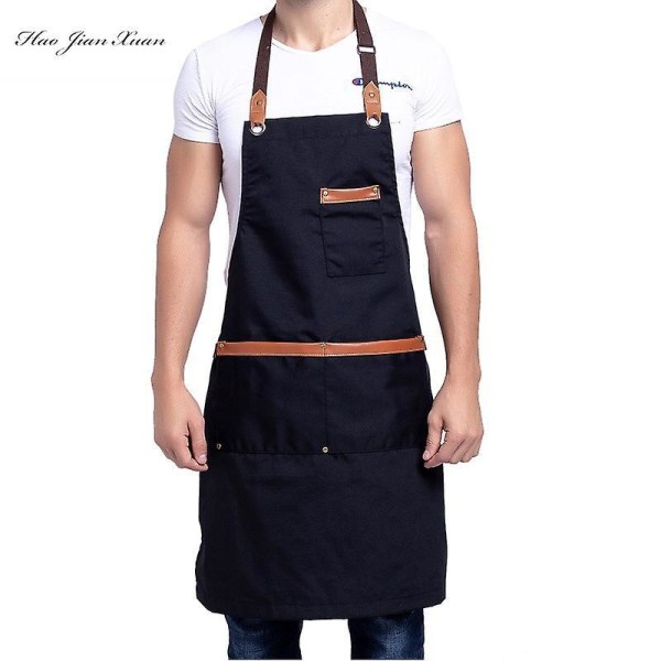 Unisex Arbeidsforkle Canvas Forkle Bib Justerbart Kjøkkenforkle style 2