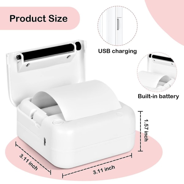 Mini Pocket Sticker Printer, Bluetooth Wireless Portable Mobile Printer Machine Thermal Printer For Notes, Memo, Photo, Pocket Label Receipt Printer C option 5