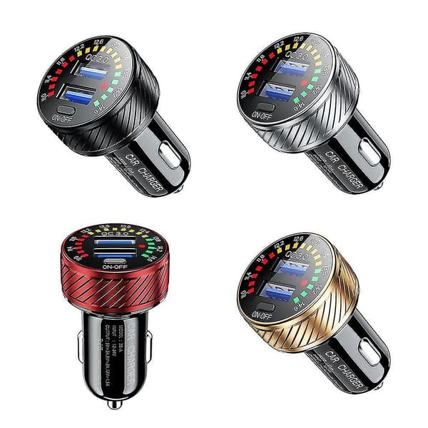 Dual Usb Car Charger Fast Charging Qc 3.0 With Voltmeter Display Power Adapter Cigarette Lighter Socket For Mobile Phone