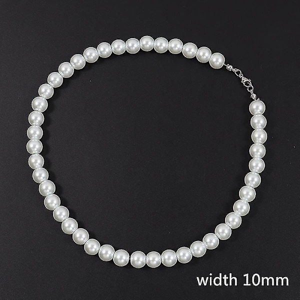 2022 New Trendy Imitation Pearl Necklace Men Temperament Simple Handma 55cm 8mm