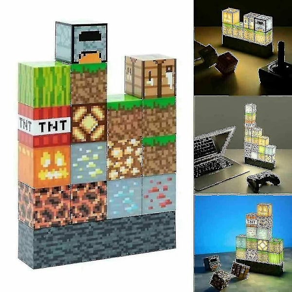16pcs Animation Building Block Light, Desk Lamp Splicing Light Stitching Lamp Diy