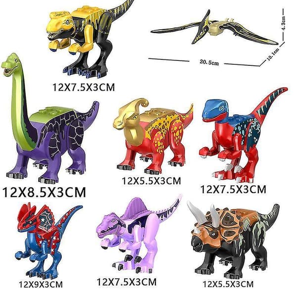 8 stk. Dinosaur Monteringsbyggesett