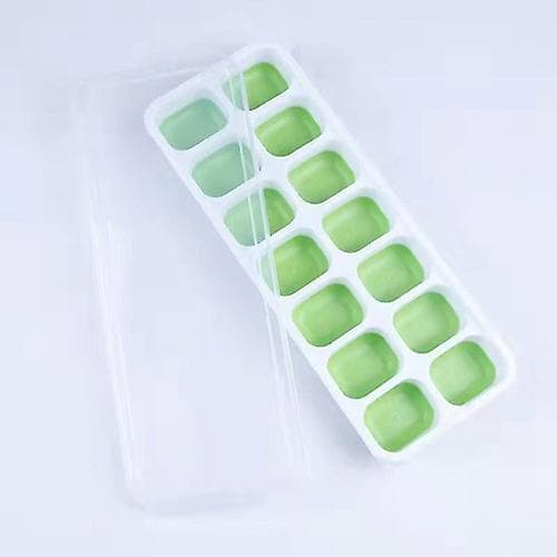Easy Release Ice Cube Tray With Lid 14 Cavities Freezer Ice Tray Stackable Ice Tray With Lid Green