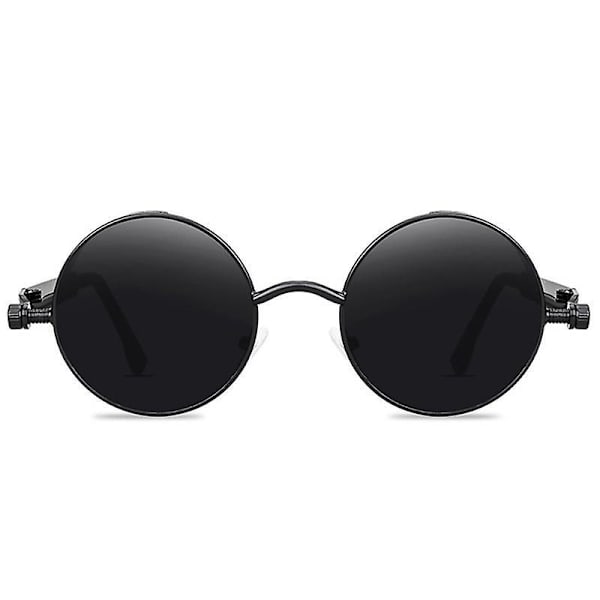 Vintage Polarisoidut Steampunk-aurinkolasit Miehille Pyöreät Aurinkolasit Tyylikkäät Black Frame Grey Lenses