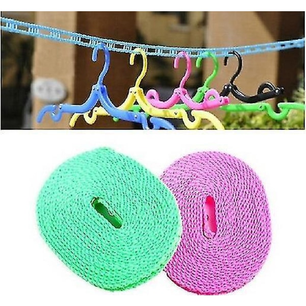 Clothes Hanging Rope Fence Shape With Hook And Partition For Hang Outdoor Travel Clothesline Clothes Hanging Rope Home Pink 8M