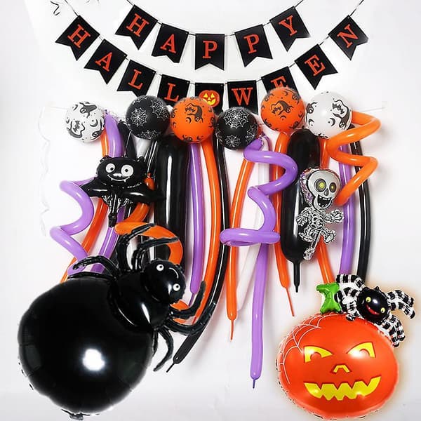 Halloween Witch Spider Skull Latex Balloon Halloween Party Background Wall Decoration D