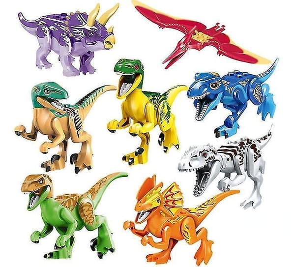 8 stk. Jurassic Dinosaurleker Små Byggeklosser For Gutter
