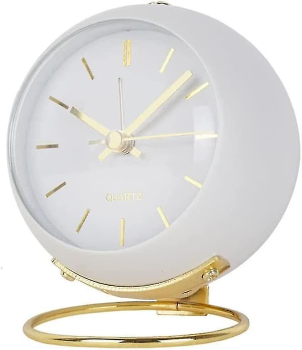 Analog Alarm Clock With Lights Small Silent Retro Alarm Clock Student Bedside Alarm Clock Luminous Hands Clock (white)