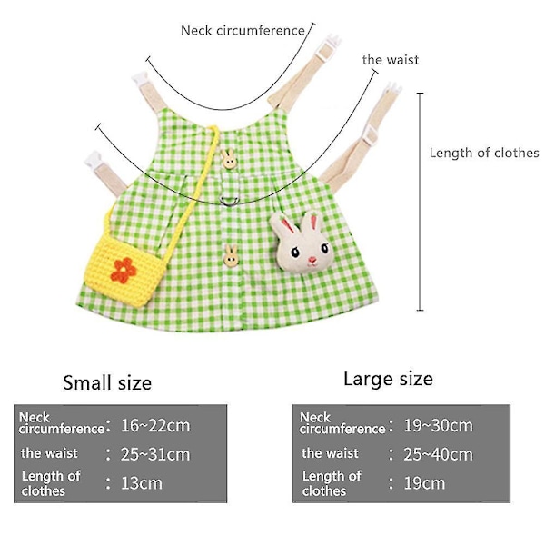 Cute Bunny Pet Vest Hat Bag Outdoor Leash Rabbit Clothes Harness Strap Leash Photoshoot Prop Green M