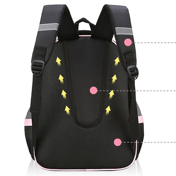 Girls&#39; School Backpack Children School Bag 1 Grade Kids Book Bag Orthopedic Primary Schoolbag Princess Backpack Mochila Infantil Black Medium set A