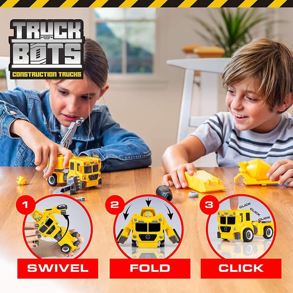 Construction Truck Robots For Kids, 4-in-1 Action Robot (19 Pieces)