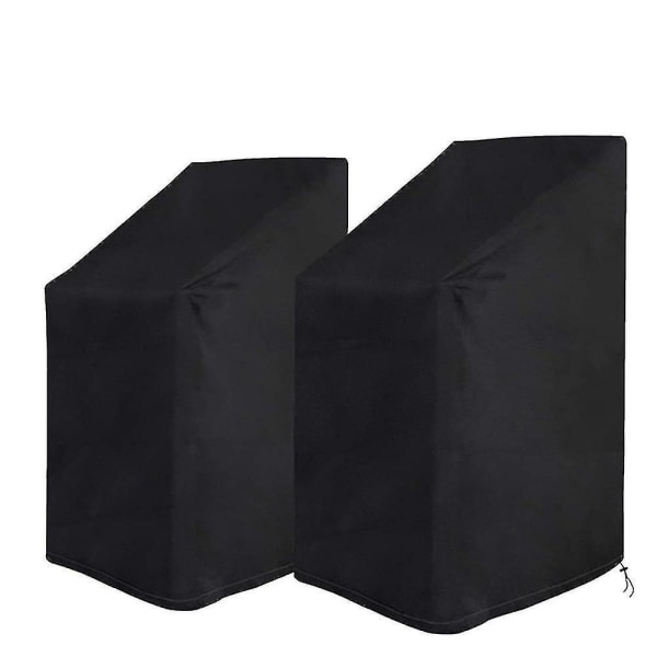 Garden Chair Cover 2 Pcs, Protective Cover For Stackable Garden Chairs With Rope And Buckle, Waterproof, Windproof, Anti-uv, Black (65 * 65