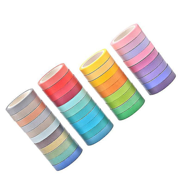 Washi-teippisetti Koristeelliset sateenkaaren väriset teipit Yksiväriset paperiset washi-teipit päiväkirjaan, albumiin, lahjoihin, askartelutarvikkeisiin, tee-se-itse-projekteihin, leikekirjoihin ja lahjojen paketointiin