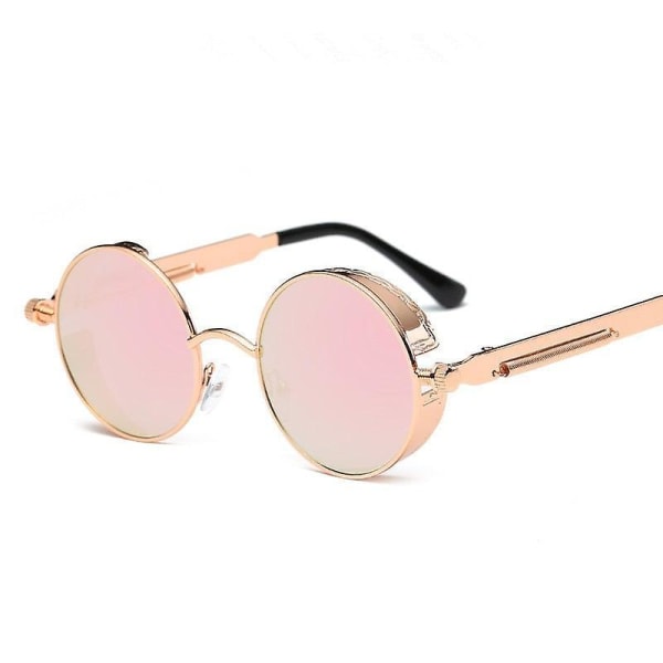 Round metal uv400 sunglasses steampunk men women fashion glasses Gold red