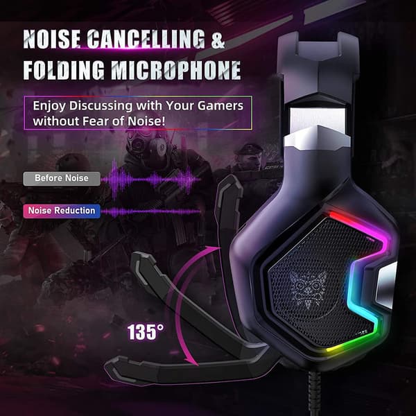 Stereo PC Gaming Headset med Støyreduserende Mikrofon for PS4 PS5 Xbox Series K10 pro