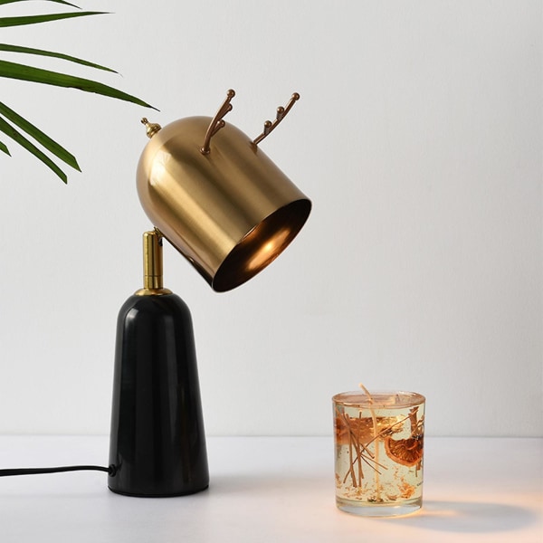 Sort Marmor Top Lamper Boligindretning Justerbart Lys Timer Sød Hjortegevir Aromaterapi Smeltende Voks Lampe JP Plug