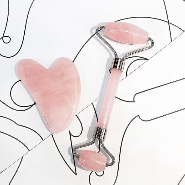 Jade Roller Gua Sha Ansigts Skønhedsrulle Hudplejeværktøjer Rose Quartz Massage
