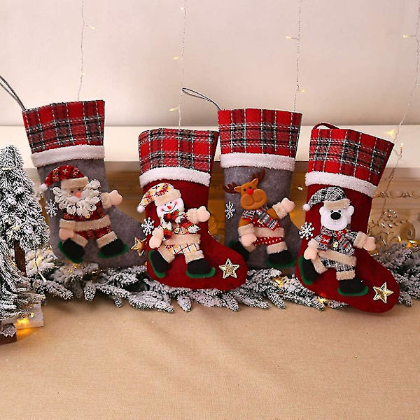 Christmas Stocking Set 4 Pieces Santa Boots Gift Bag