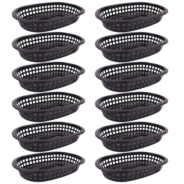 100 stk./50 stk. Madkurv Oval Form Service Plastik Pommes Frites Fastfood Opbevaringsplader Til Restaurant Red 100 Pcs