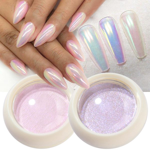 2g Mirror Effect Nail Aurora Powder Persistent With Brush Solid Chrome Manicure Art Decorations Rubbing Dust For Female 3