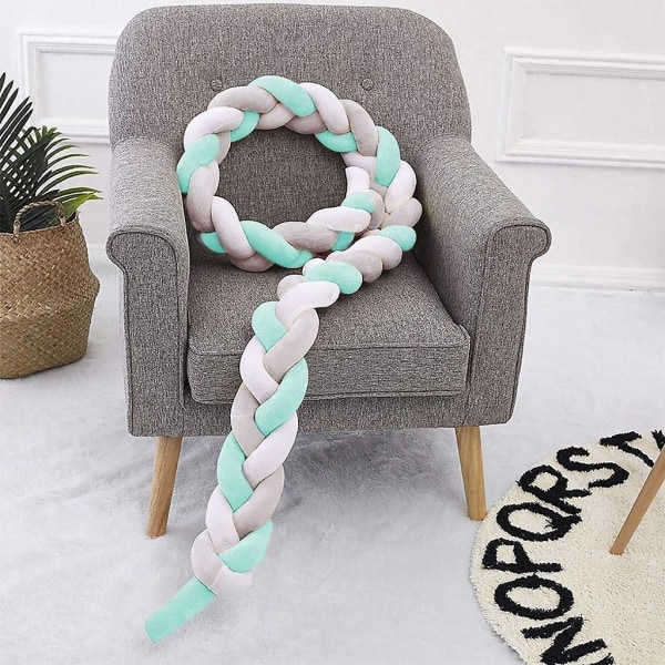 Bed Border,baby Bumper Bed Snake Baby Bed Bumper Weaving Edge Protection Head Protection Decoration For Crib Cot(grey,100cm) White*Green*Grey 100cm