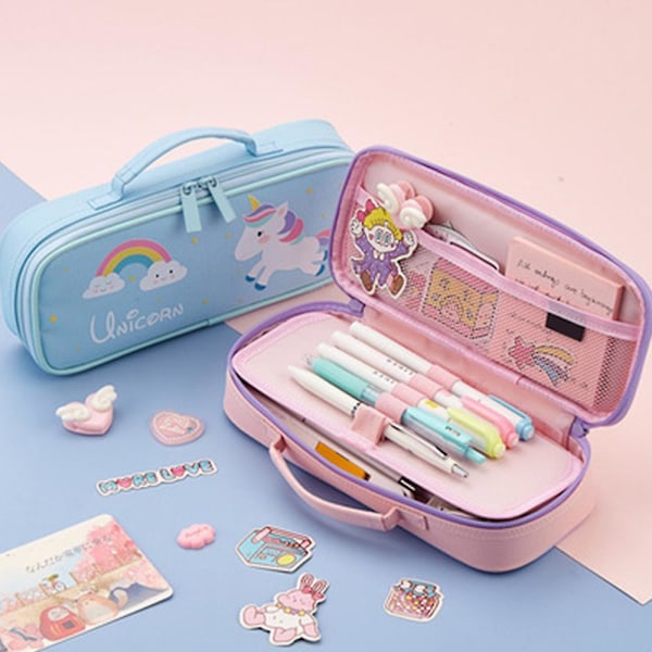 Cute Pencil Case Capacity Portable Multifunction Pen Bag green