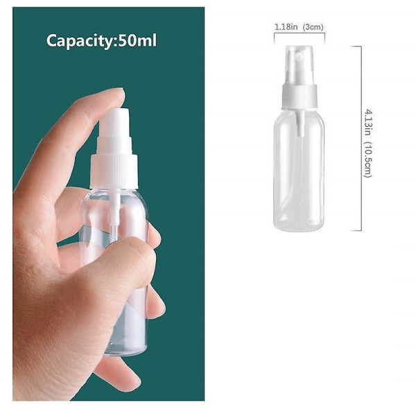 12 kpl Suihkepulloja, Kirkas Tyhjä Hieno Sumu Muovinen Mini Matkapullosetti, Pieniä Uudelleentäytettäviä Nestesäiliöitä 50ml