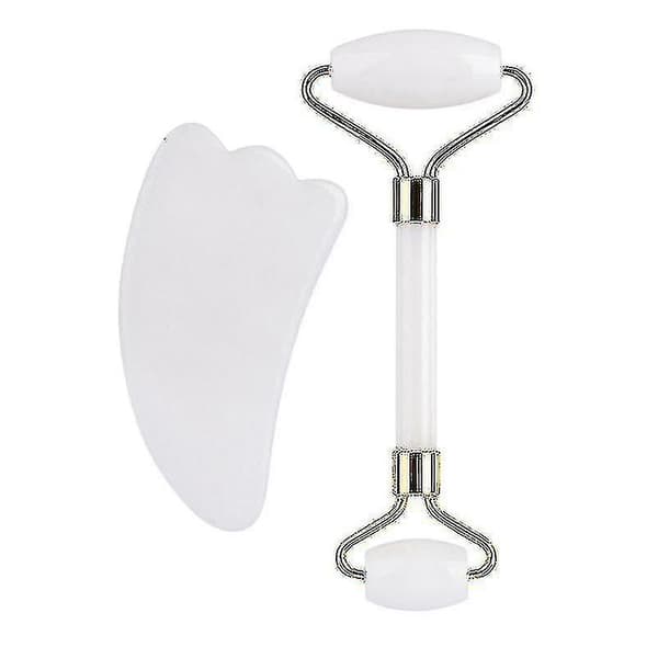 Style 2 Hvid 2 I 1 Ansigtsmassage Roller Guasha Board Kit Dobbelt ...