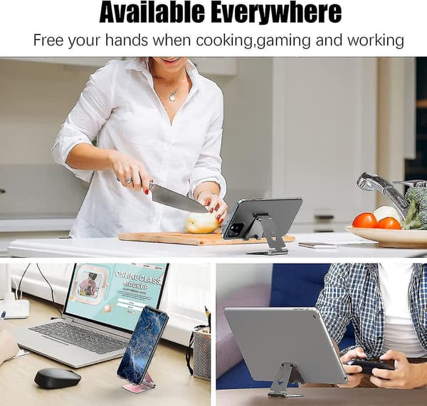 2pack Cell Phone Stand For Angle Height Adjustable Desk Sturdy Aluminum Metal Phone Holder For Iphone,ipad, Mobile Phone, All Android Smartpho