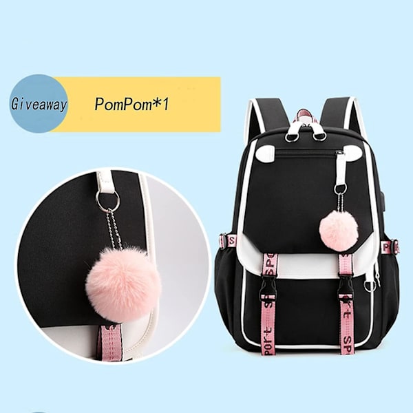 Backpack For Girls Usb Charging Bookbag Cute Backpacks For Teen Girls (pink)