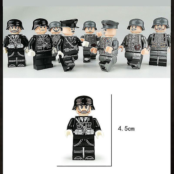 8 stk. Militære Byggeklodser Minifigur 2 Station Tyske Officerer Og Soldater Byggeklodser Legetøj