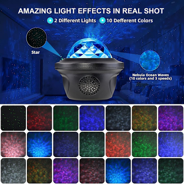 Projector, Starry Sky Projector, Remote Control With Bluetooth Music Speaker, Northern Lights Night