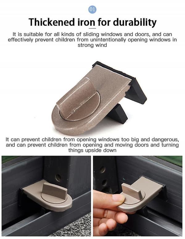 Adjustable Sliding Sash Window Stopper Cabinet Locks Doors Security Anti-theft Lock Buckle Window Sliding Door Child Safety Lock Brown