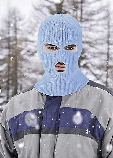 3-hulls strikket helmaske ski halsvarmer, vinterbalaklava light blue