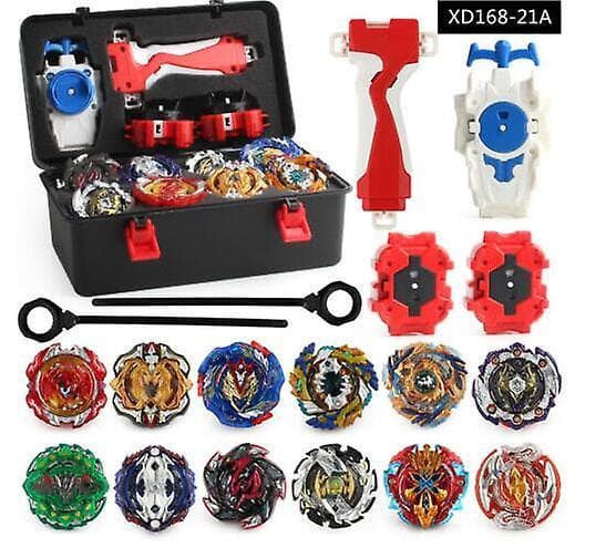 12x Beyblade Burst Spindækker Sæt Spinder Med Grebstarter + Skumopbevaringskasse
