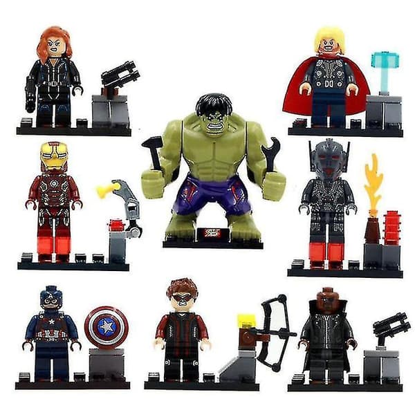 8 kpl Avengers Supersankarit Hulk Mini Rakennuspalikat Lelut