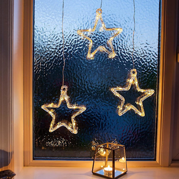 Led Star Window Decoration Christmas Decoration Timer Battery Operated