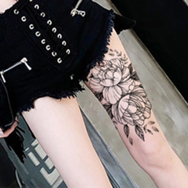 Fashion Tattoo Sticker Temporary Black Roses Design Full Flower Arm Big Fake Tattoo Sticker Body Art Decal Qinhai 17