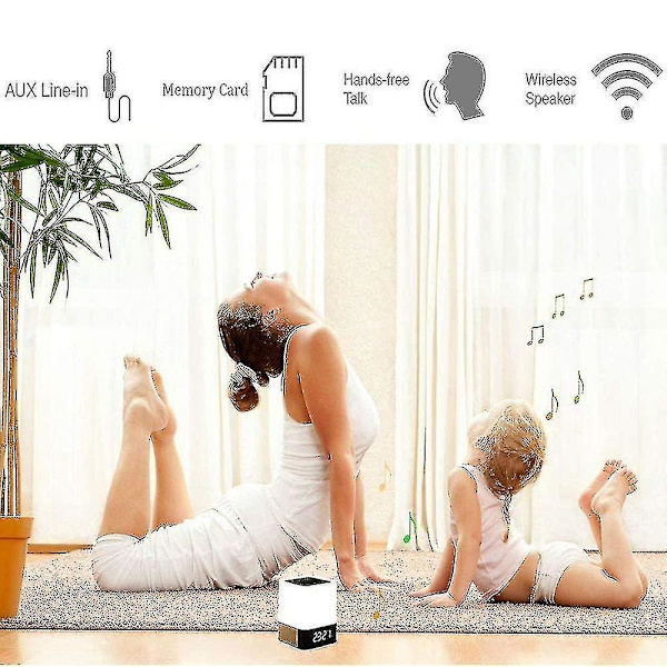 Sengelampe med vækkeur og Bluetooth-højttaler