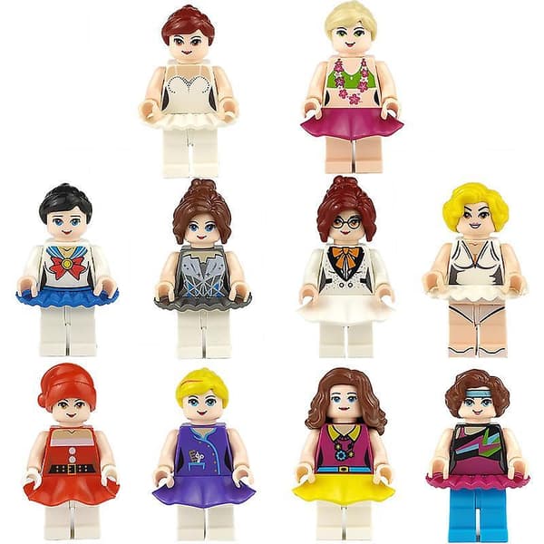 10pcs Girl Building Blocks, Small Figures, Small Particles, Assembling Dolls, Dolls, Toys