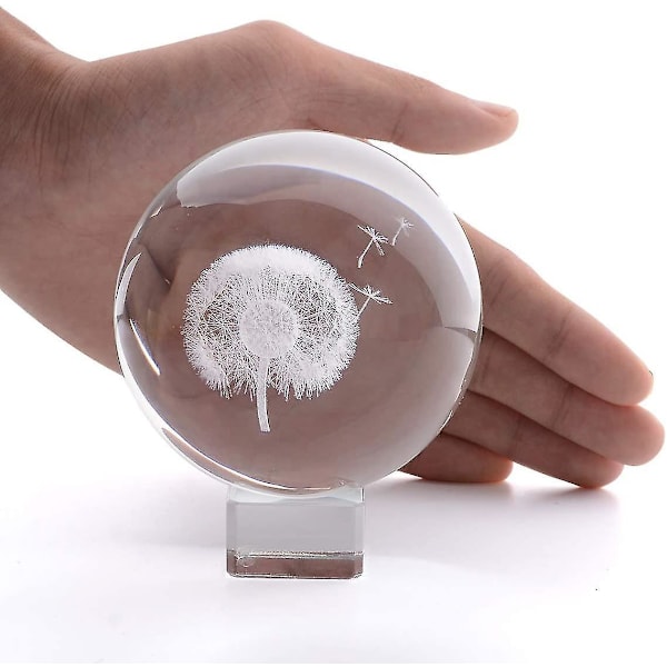 6cm3d Dandelion Crystal Ball Paperweightlaser Engraved Glass,dandelion