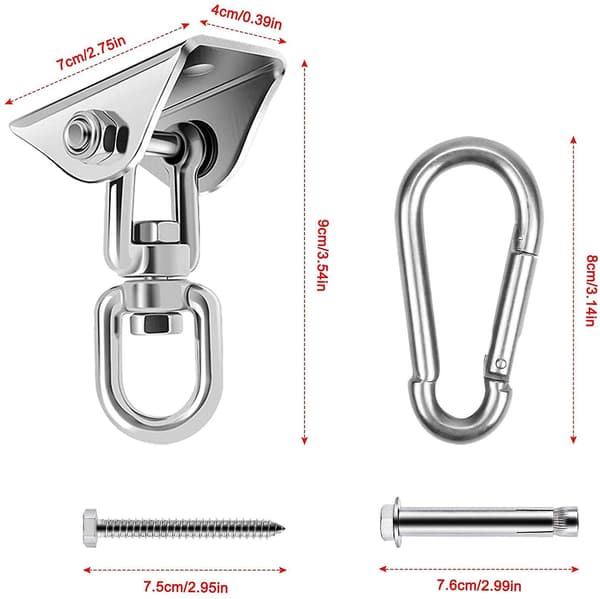 Heavy Duty Stainless Steel Ceiling Hook, 360 Rotation Hanging Swing Hook, Ceiling Bracket Mount Hook