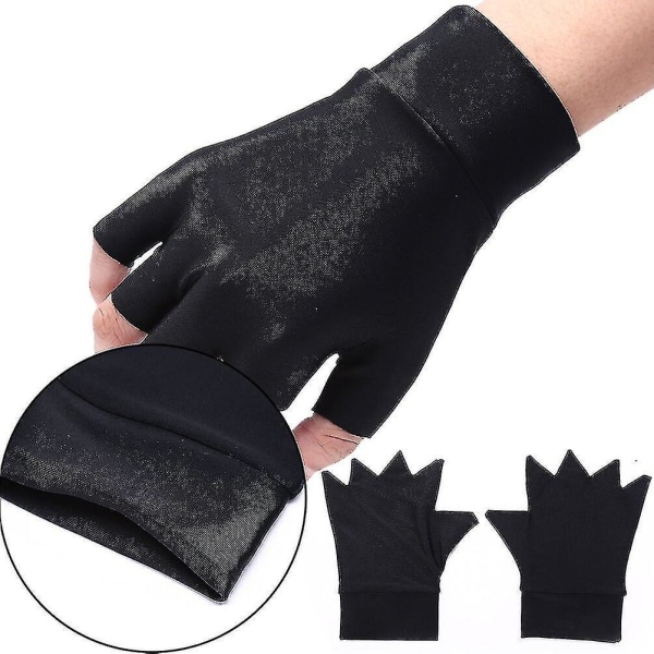 1 Par Sorte Magnetiske Terapi Fingerløse Handsker Artritis Smerter