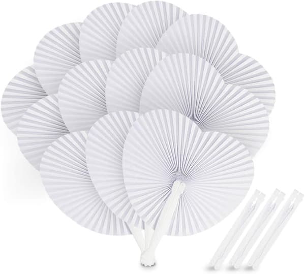 24 stk. Bryllupspapirvifter Hjerteformede Hvide Papirvifter Foldbar Lommevifte Kompatibel Med Bryllup Fa
