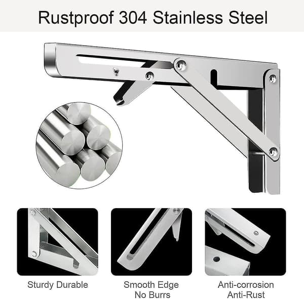 2 Pcs Folding Shelf Brackets Heavy Duty Foldable Wall Mounted L Brackets For Shelves 10 inch 25CM