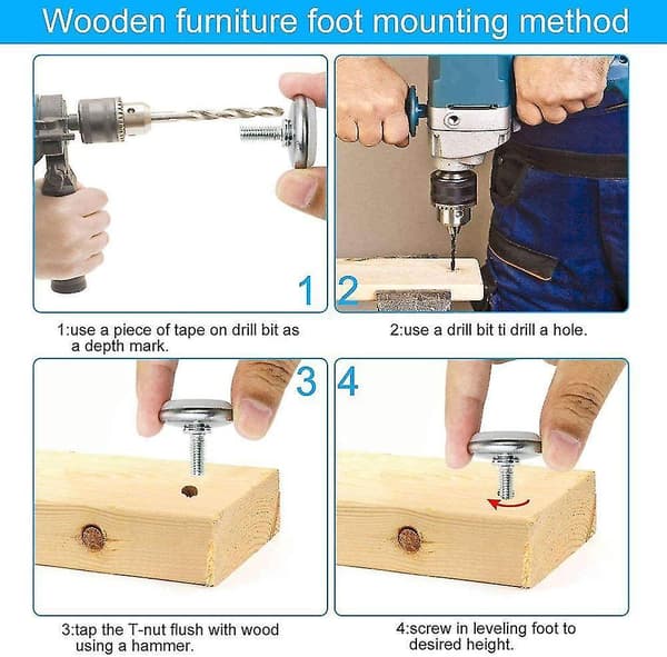 30 Pcs Adjustable Jack Leg Plastic And Metal Leveling Leg With Nut Adjustable