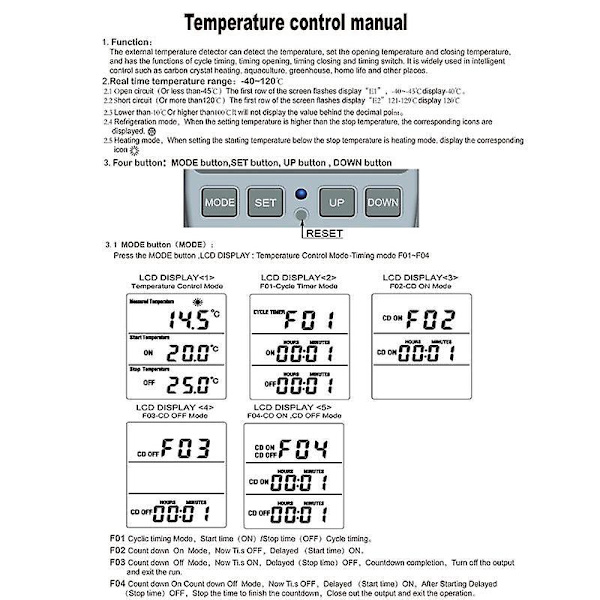 Termostat Digital Temperaturregulator Stikkontakt M/ Timer Switch Sensor Probe Varme Køling 16a EU