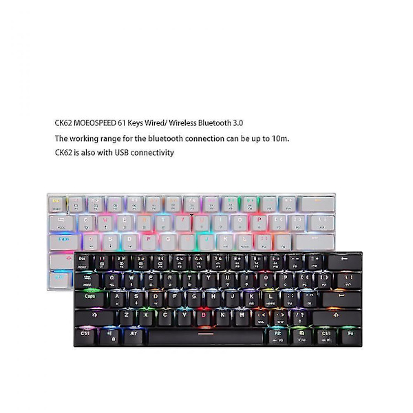 Ck62 Bluetooth Langallinen Mekaaninen Peli-näppäimistö 61 Näppäintä Tabletille Kannettavalle Tietokoneelle Älypuhelimelle Motospeed white